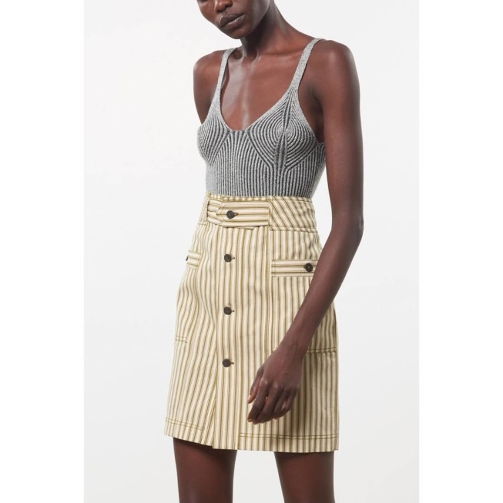 Mara Hoffman Cream and Brown Striped Mini Skirt